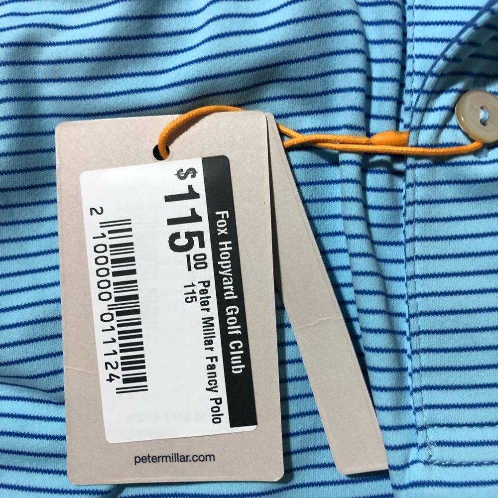Nwt Peter Millar featherweight upf 50+ blue striped polo L fox hopyard golf - Picture 5 of 9